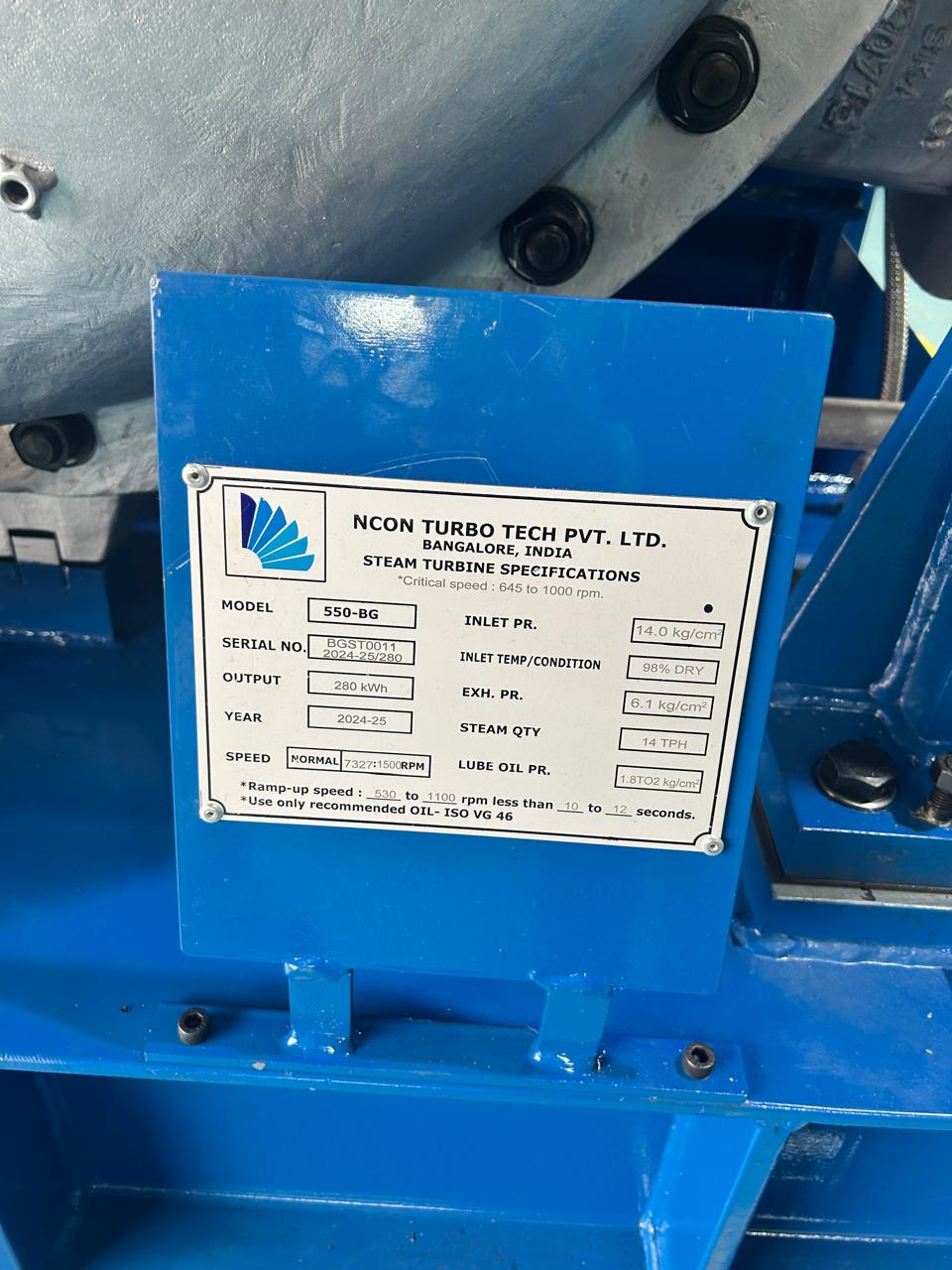 Steam Turbine 350 KW - Purchased 2025 — used machine for sale